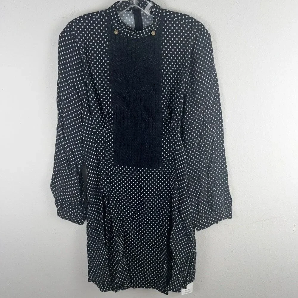 Coach 0 Polka Dot Bib Dress Long Sleeve Mini Shift Women’s Party Designer Preppy