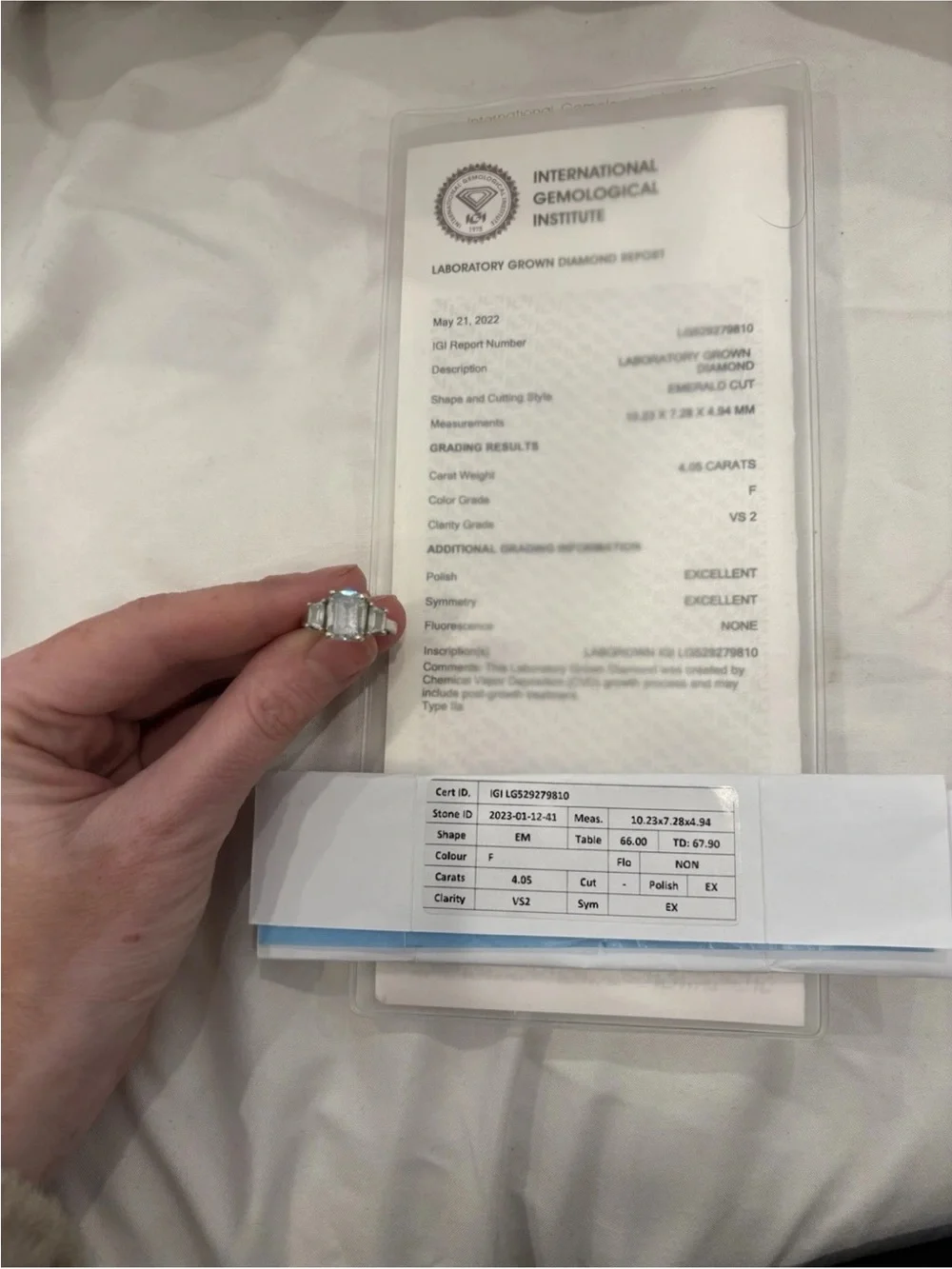 igi certified Emerald Cut Diamond 4.05 Carat Center Stone With Side Stones 14k