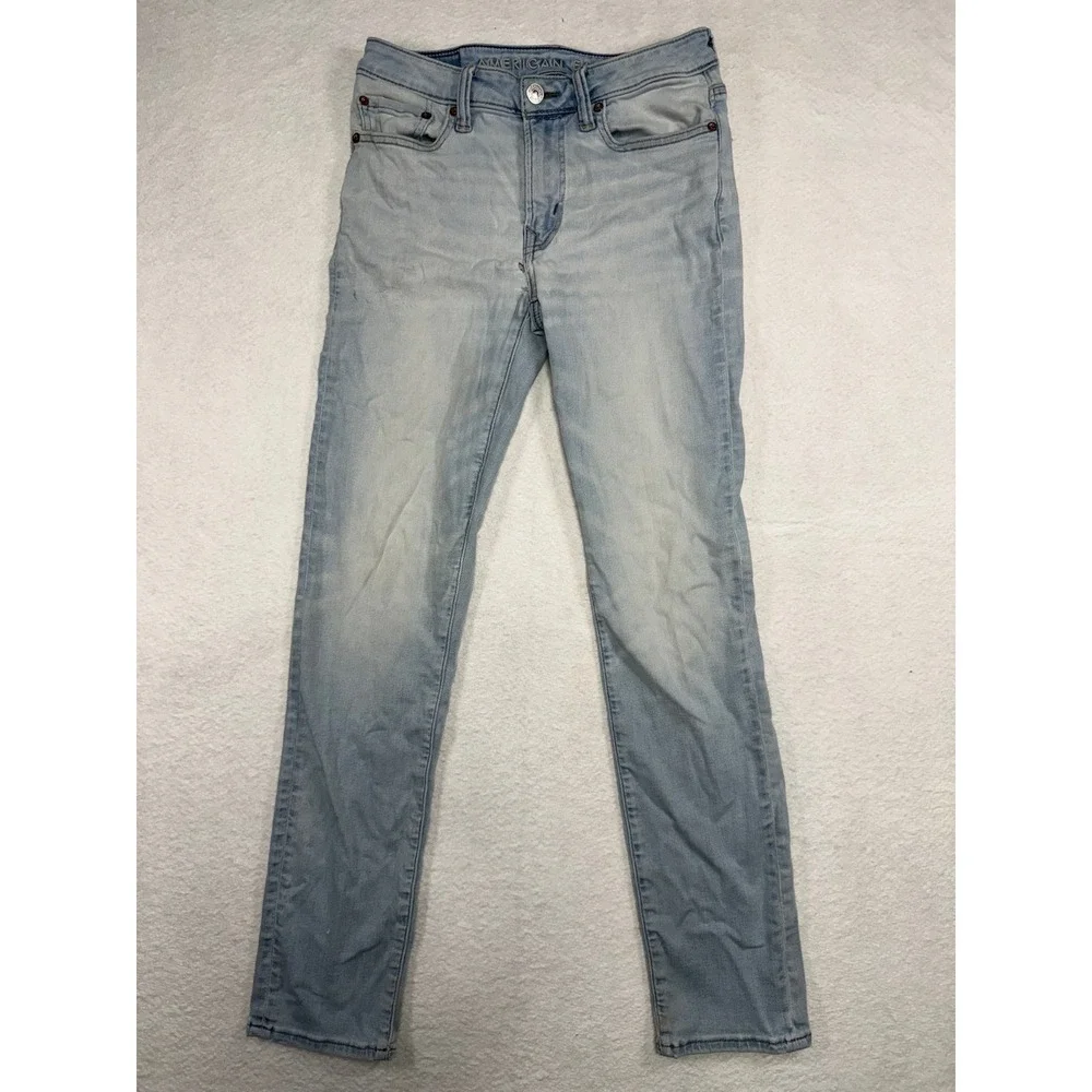 American Eagle Airflex+ Skinny Jeans Light Wash Blue Mens 29x32