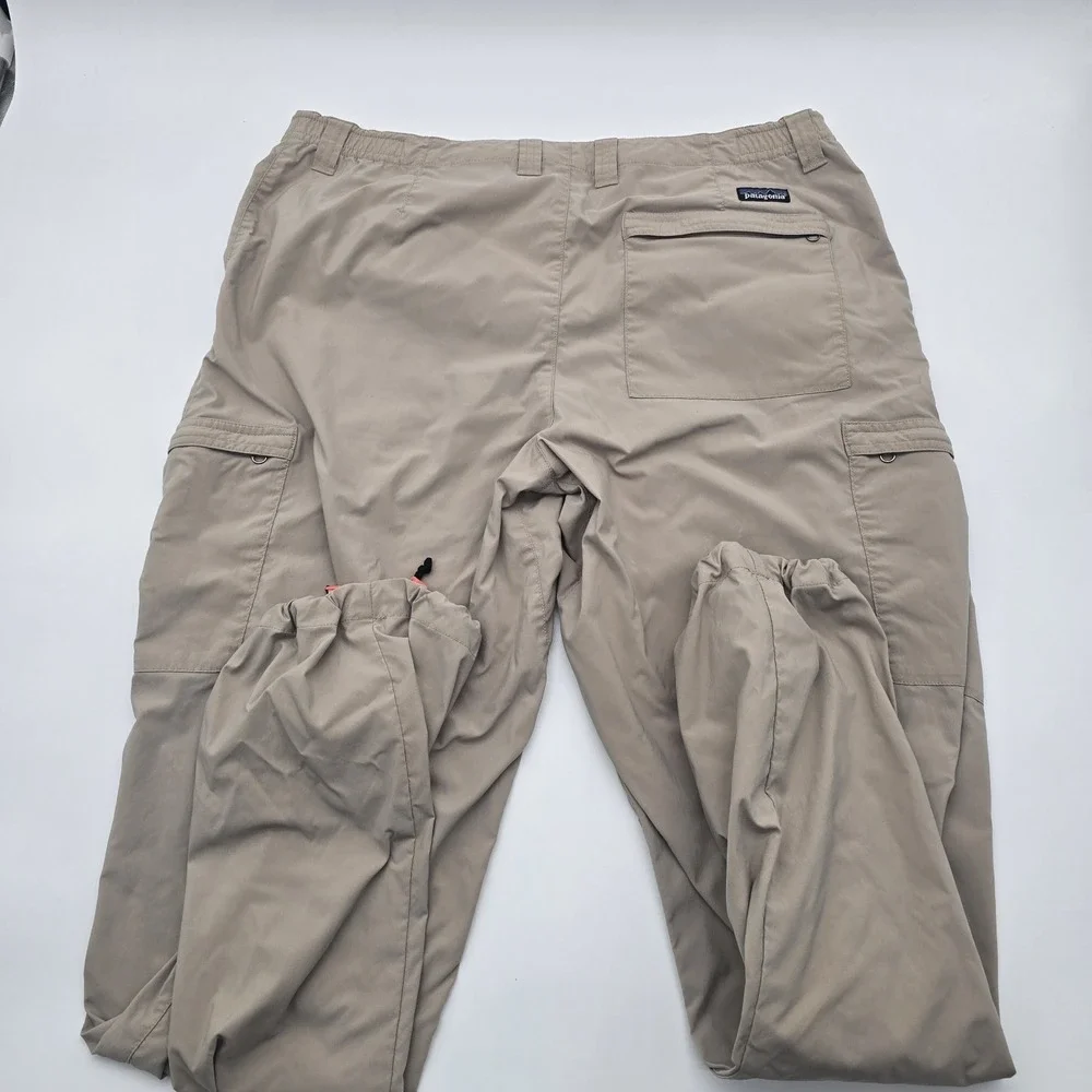 Patagonia Mens Size 36 Nylon Hiking Cargo Pants Tan Cuffed Hem Outdoor