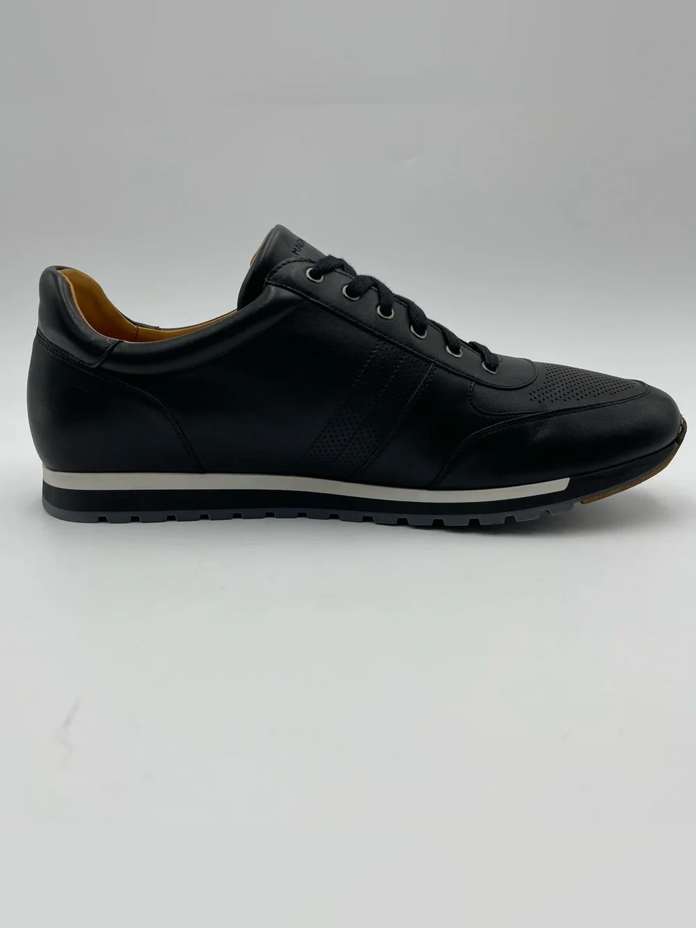 Magnanni SZ 14-EU 47-Luxe Black Calfskin Leather Lizard Sneaker Shoes-MSRP $495