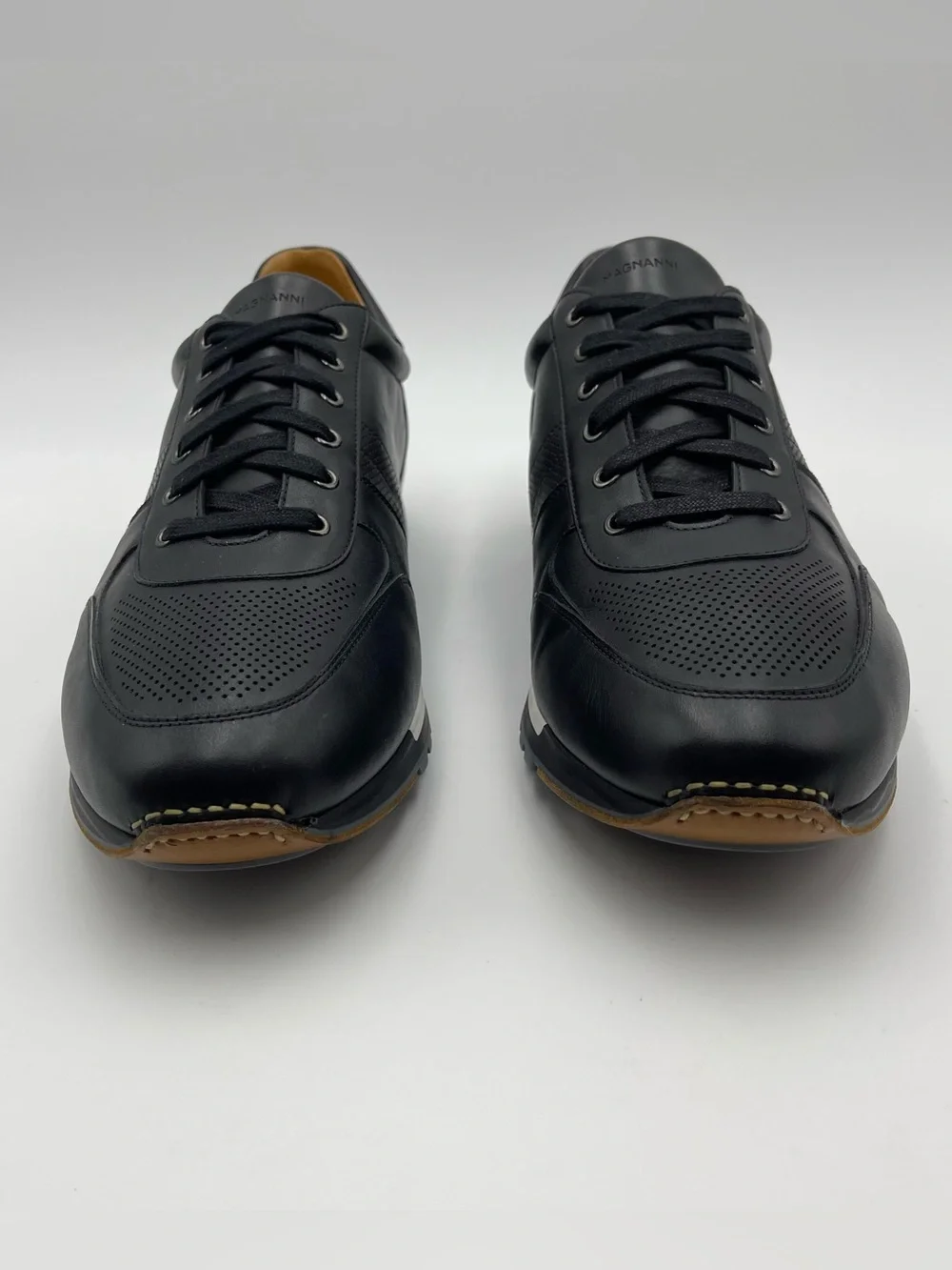 Magnanni SZ 14-EU 47-Luxe Black Calfskin Leather Lizard Sneaker Shoes-MSRP $495