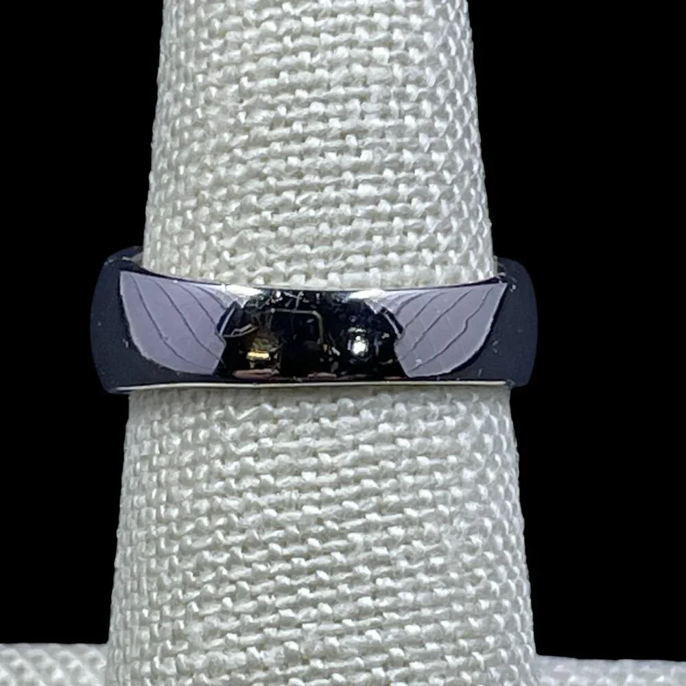 Lia Sophia Blue Green Inlay Ring Silver Tone Crystal Accent Modern Statement Chi