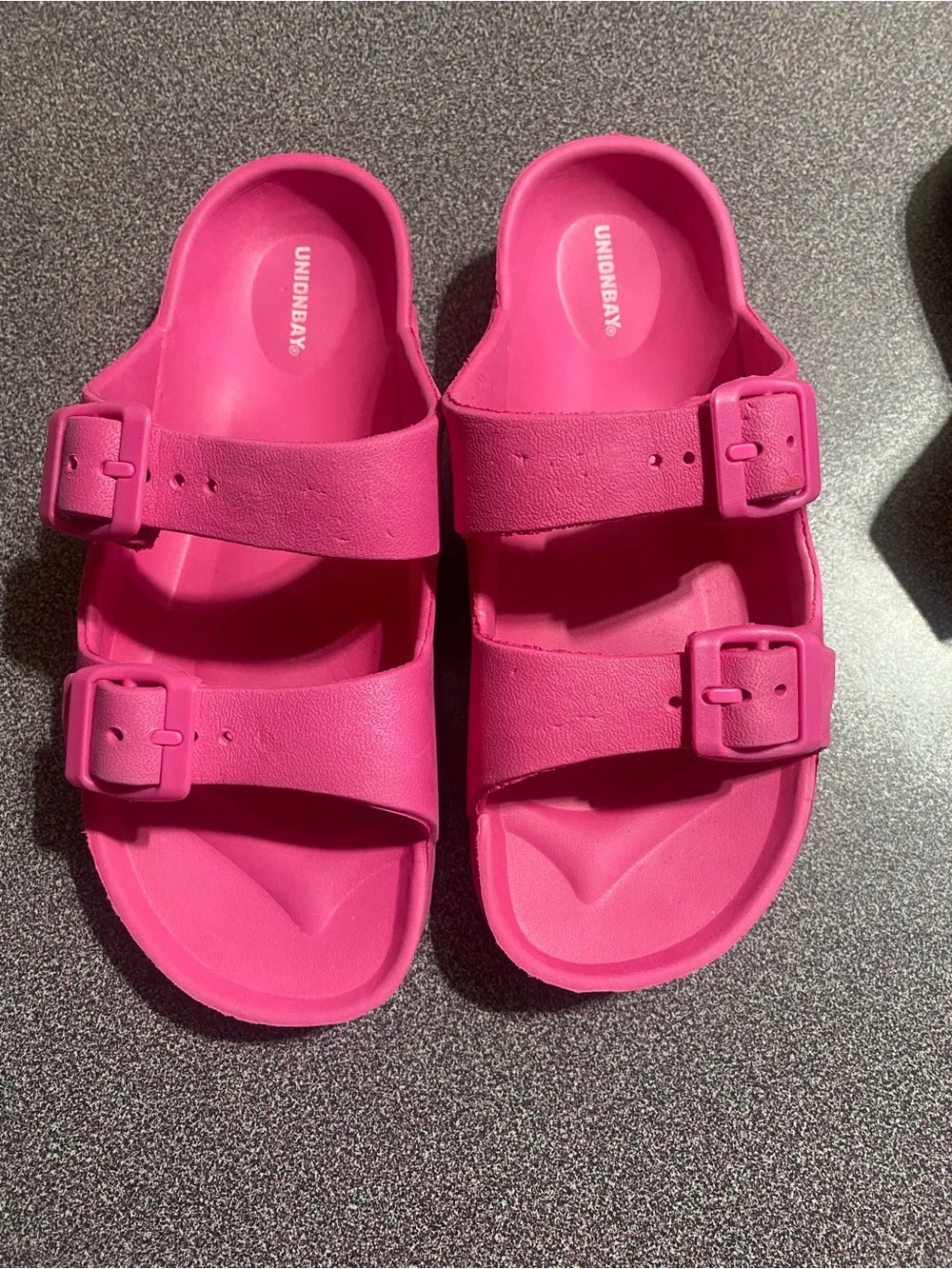 UNIONBAY Kids Hot Pink Dual-Buckle Slide Sandals