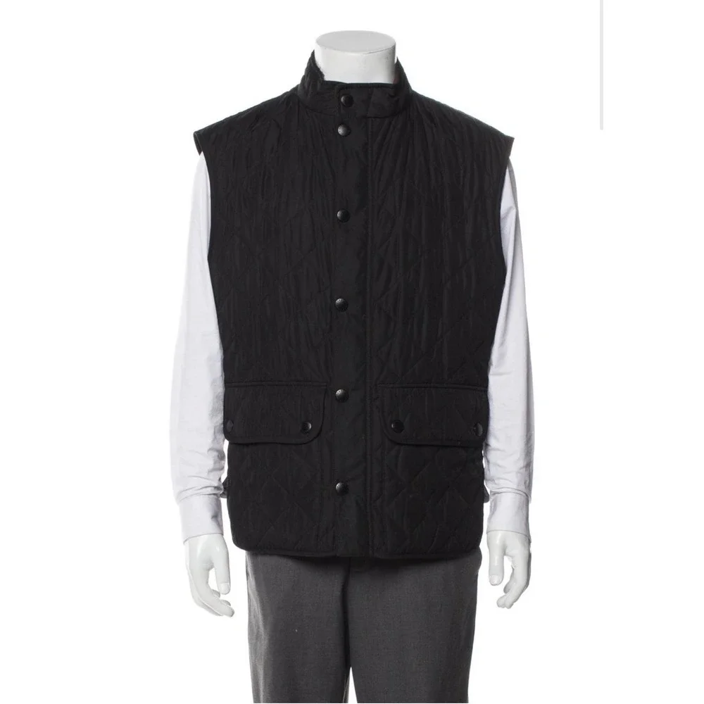 Barbour Lowerdale Quilted Vest Mens XL Black MQU0495BK11 Diamond Gilet Snap