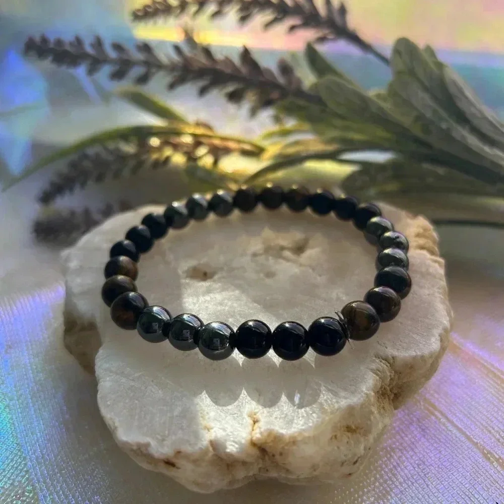 Handmade Black Obsidian + Hematite + Tiger’s Eye Protection Grounding Bracelet🖤