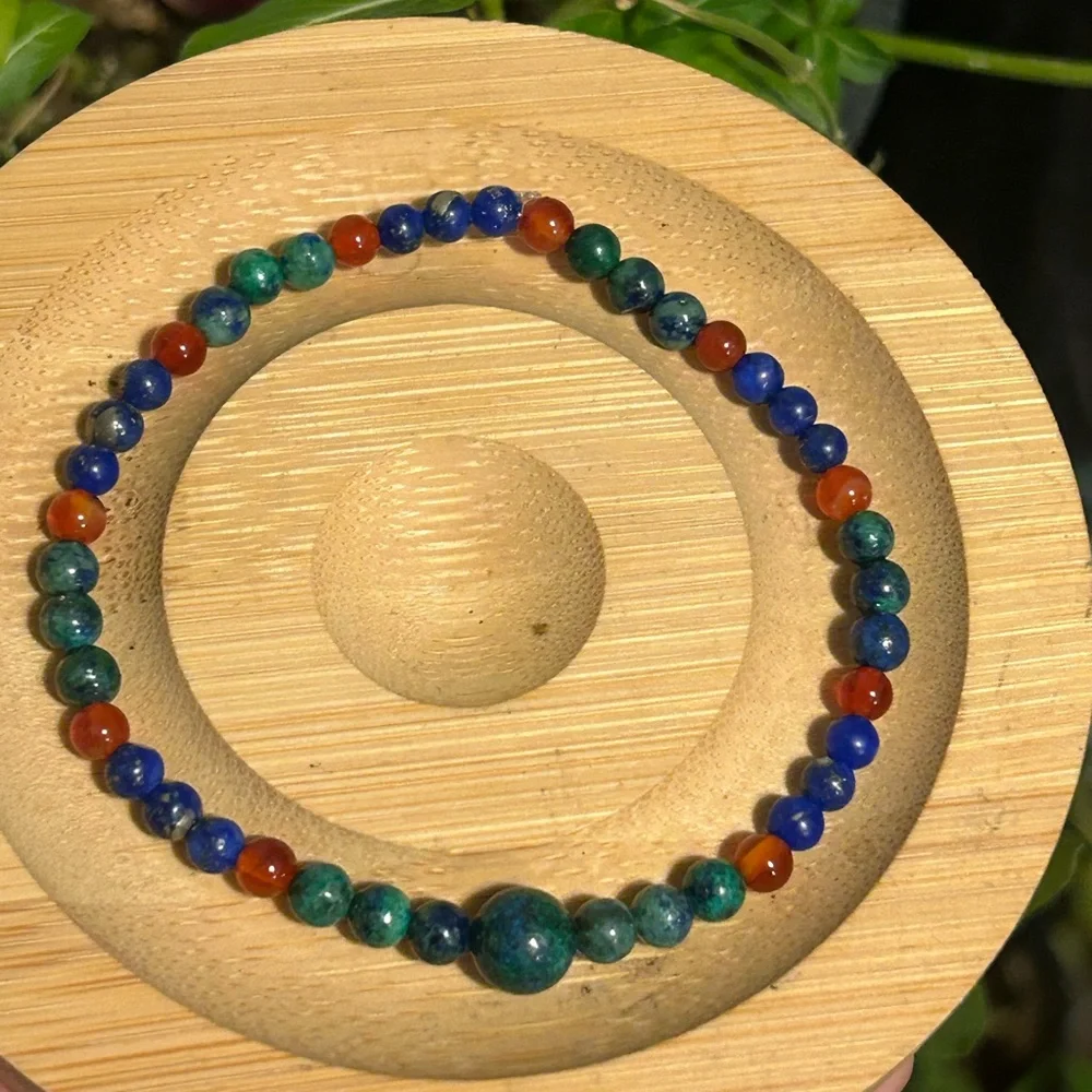 ✨ Handmade Chrysocolla + Lapis Lazuli + Carnelian Colorful Beaded Bracelet