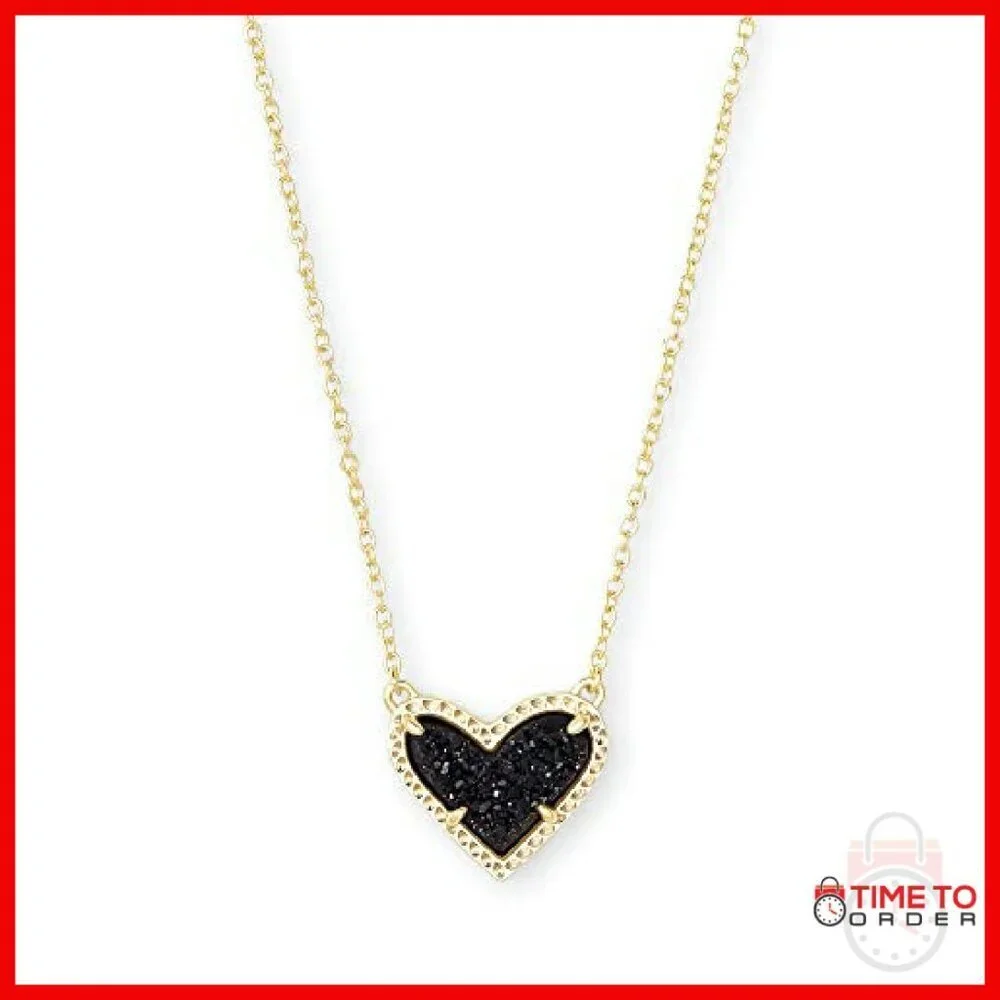 Adjustable Heart Pendant Necklace, Gold-Plated Brass, 15