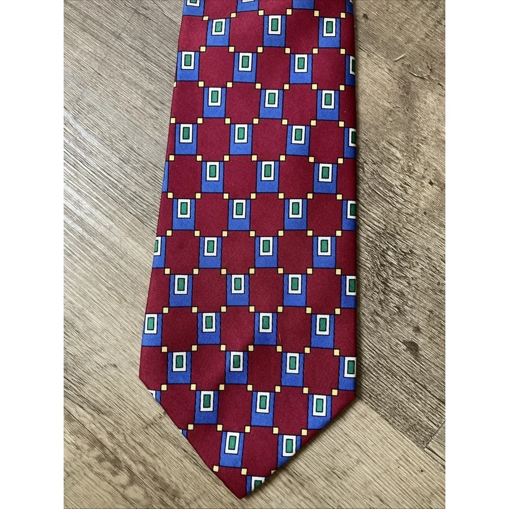Vintage Polo Ralph Lauren Tie Silk Hand Made In USA Red 4