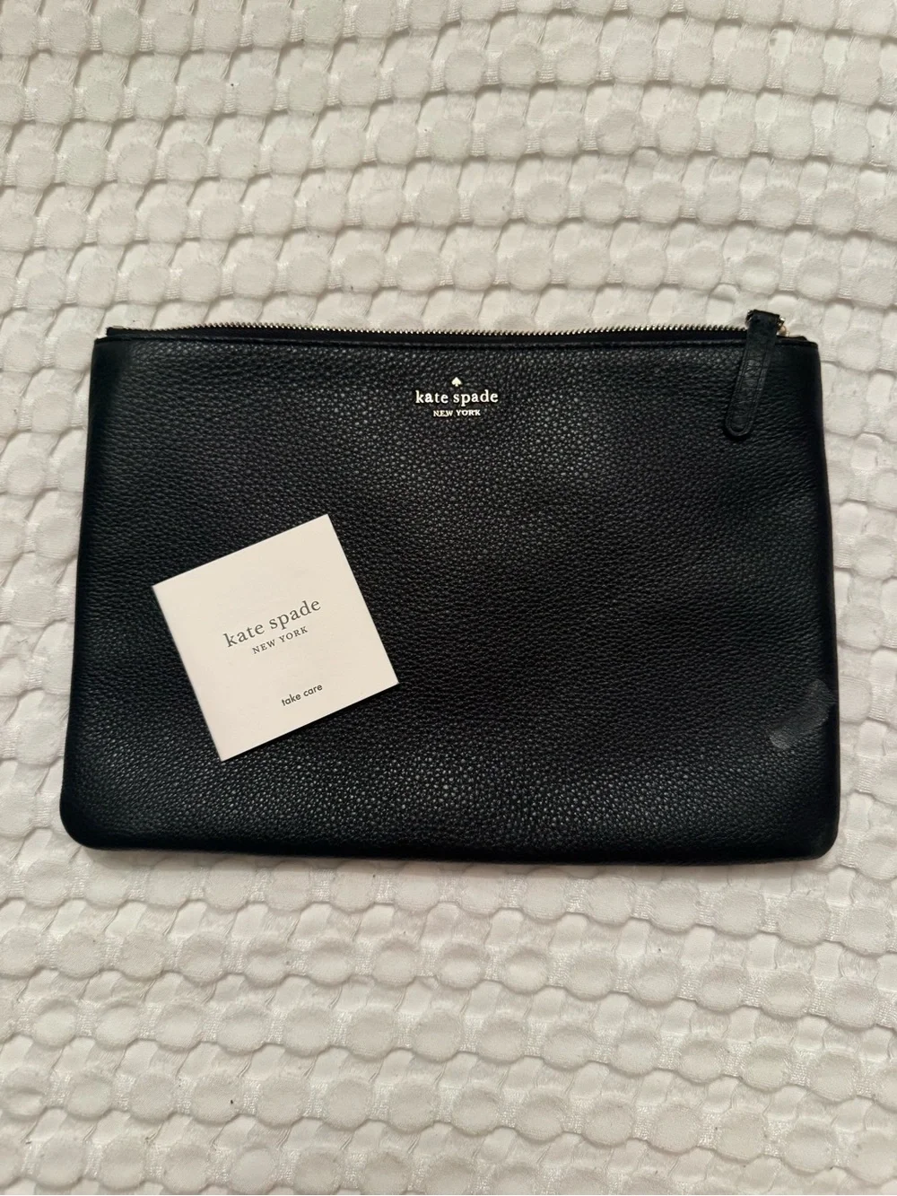 kate spade Black Pebbled Leather Travel Toiletry Pouch