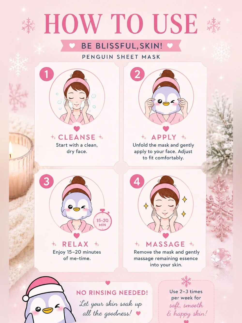 The Crème Shop Be Blissful, Skin! Penguin Sheet Mask | Aloe + Squalane