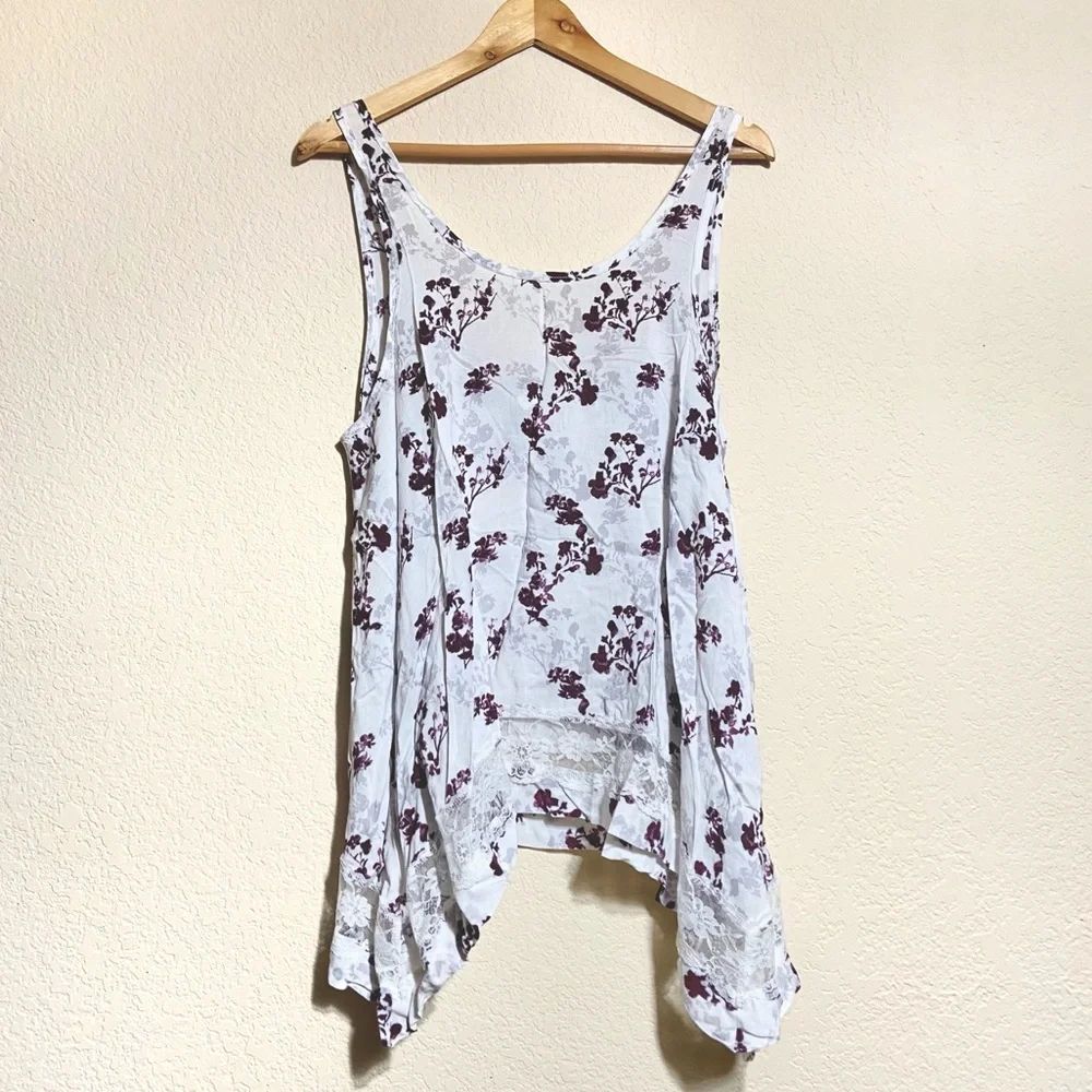 Free People Floral Lace Swing Trapeze Top