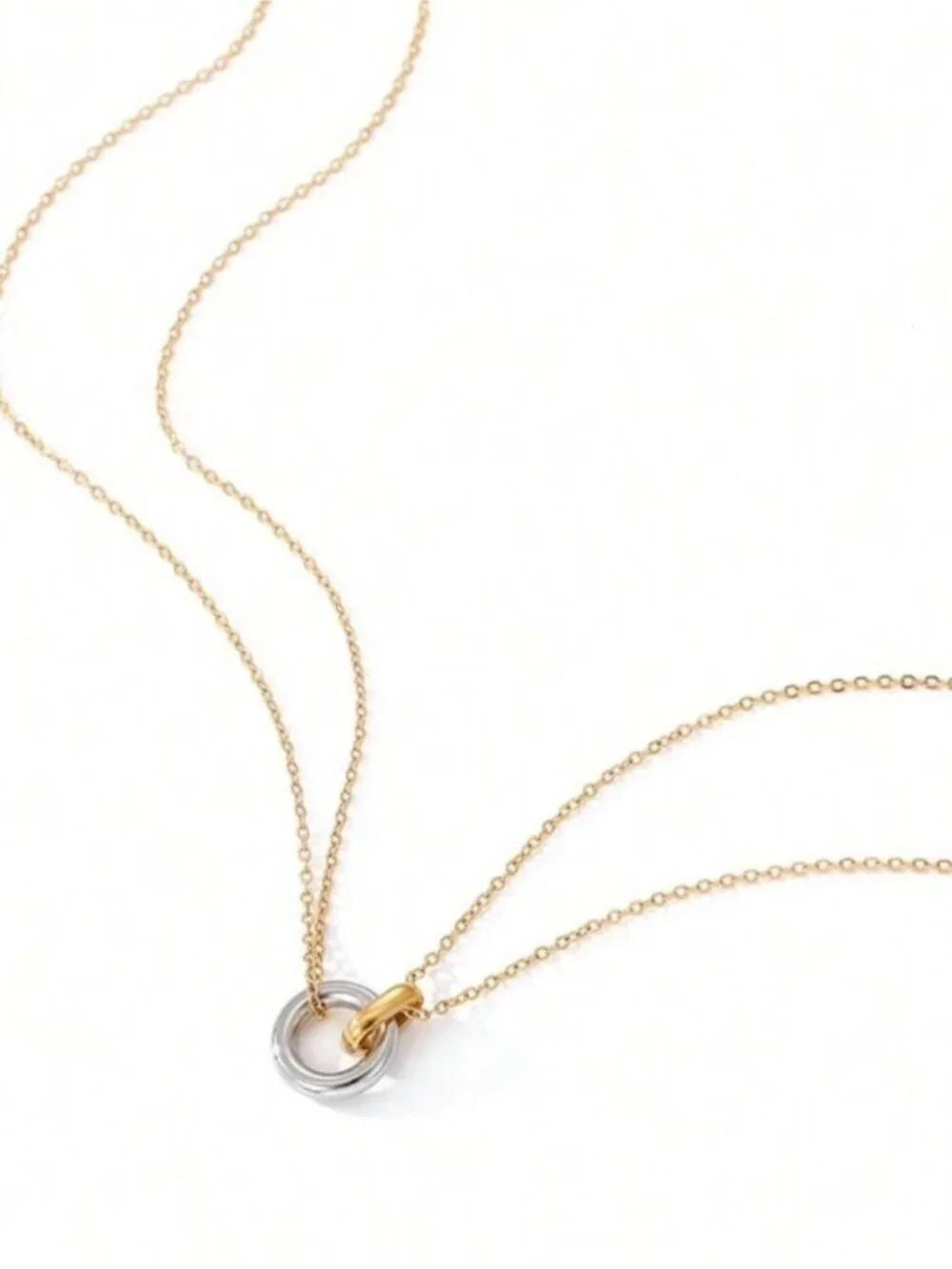 New! 14K Gold Plated Mixed Metal Two Tone Link Necklace (4013) NWOT