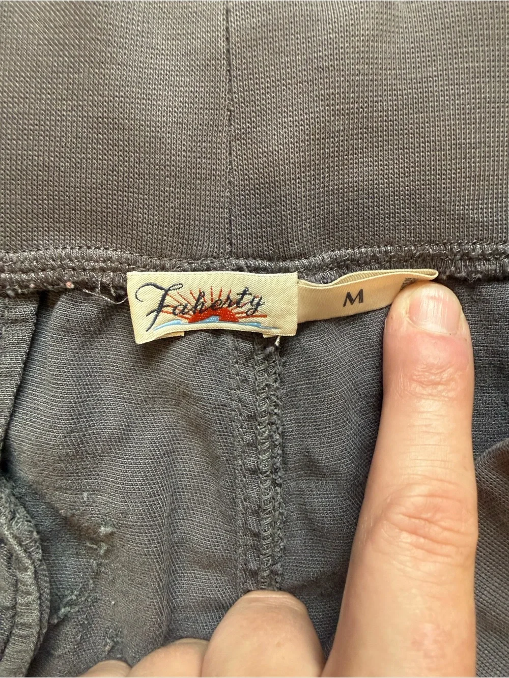 Faherty Linen Blend Gray Jogger Pants Women’s Medium Pull On Travel Casual