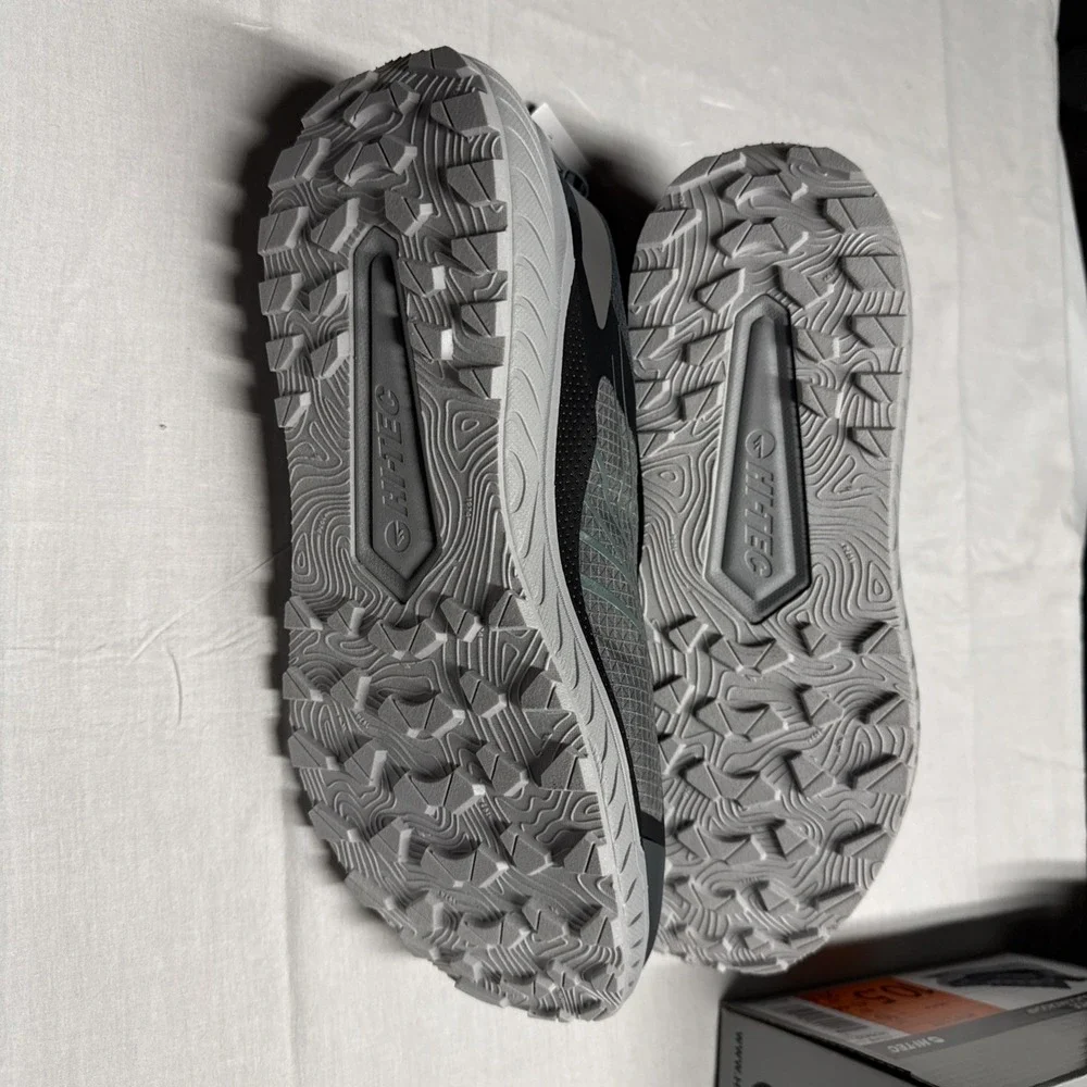Hi-Tec Mens Shoes Gray Grey Trail Lace-Up Breathable Hiking Running Active