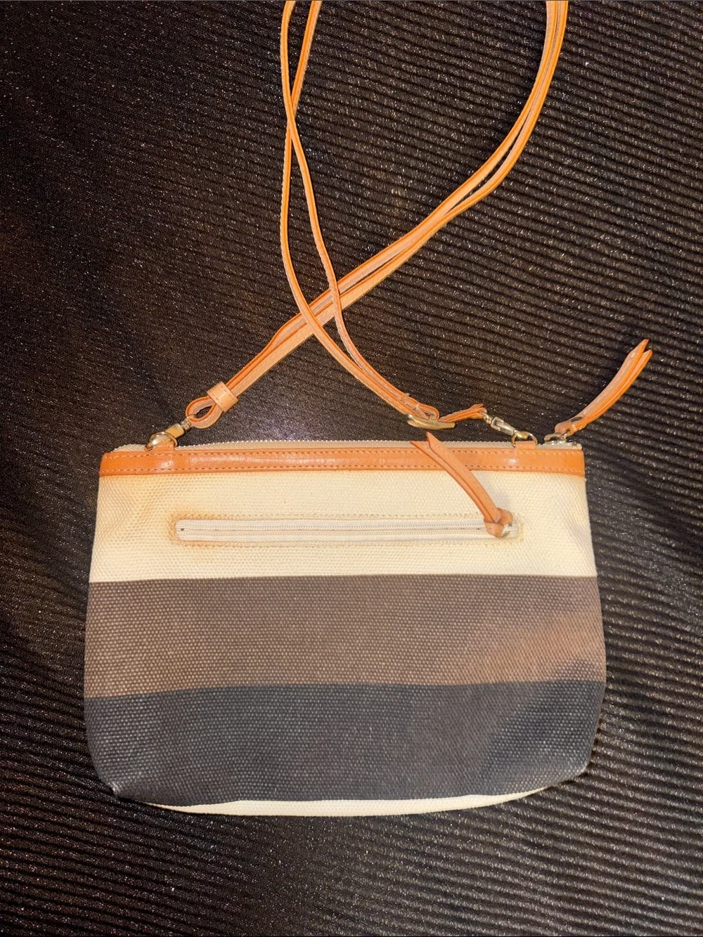 Brighton Sailboat Appliqué Crossbody in Beige and Tan