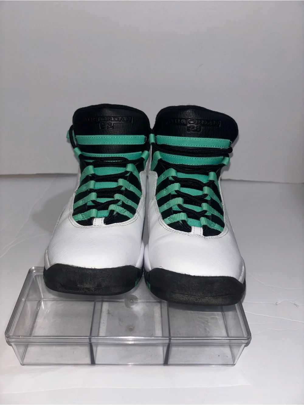 Air Jordan 10 Retro 30TH GG lace up shoes White Green Black Boys Size 5.5