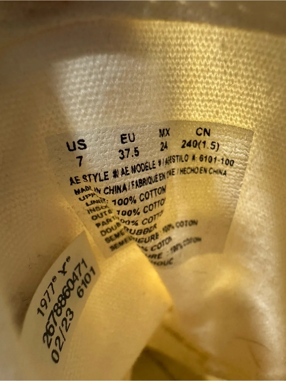American Eagle Outfitters white canvas