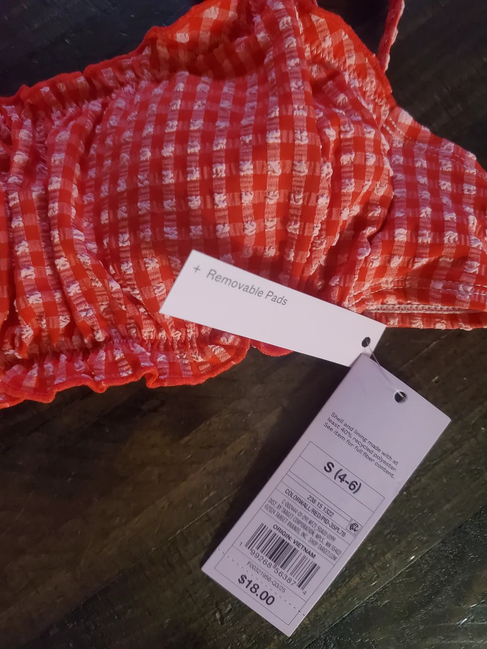 wild fable Pink & Red Gingham Ruffle Bikini Set
