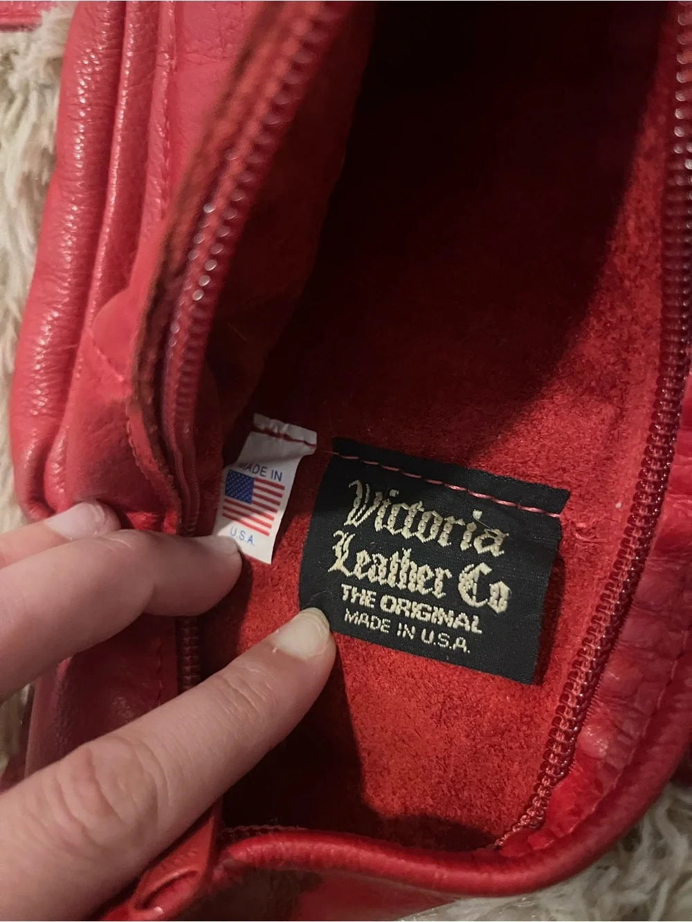 Vintage Red Leather Crossbody Bag Made in USA Victoria Leather Co