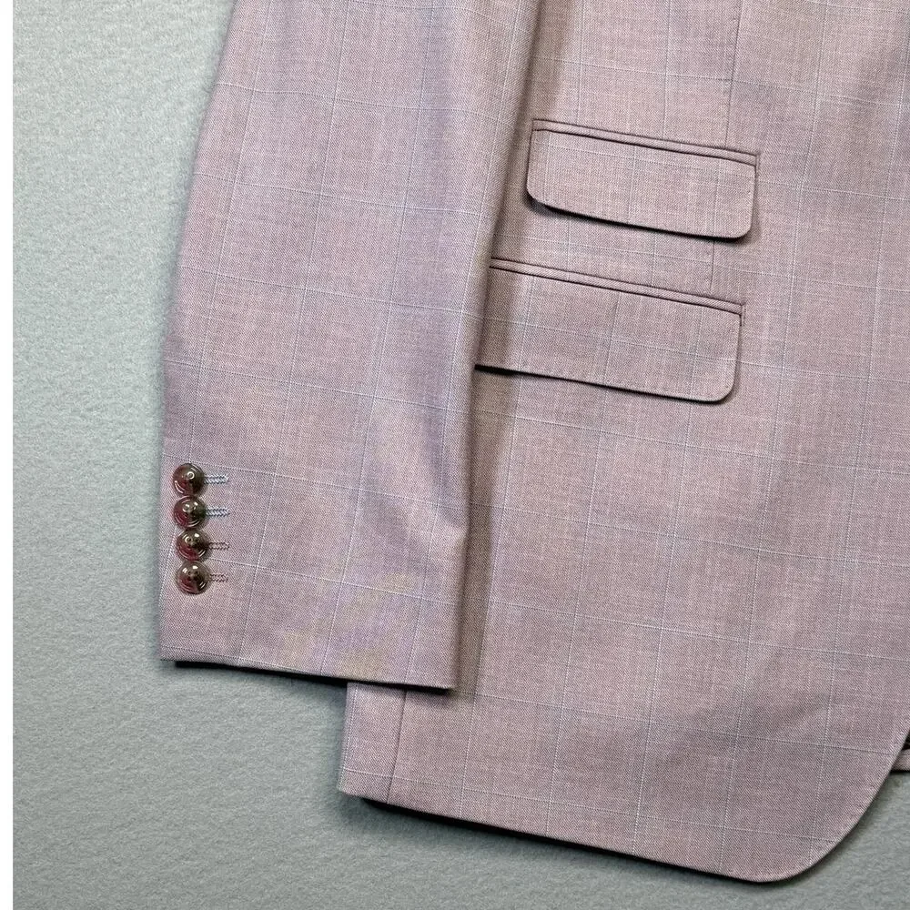 Tayion Collection Mens Regular-Fit Suit Jacket windowpane pink 40R $360