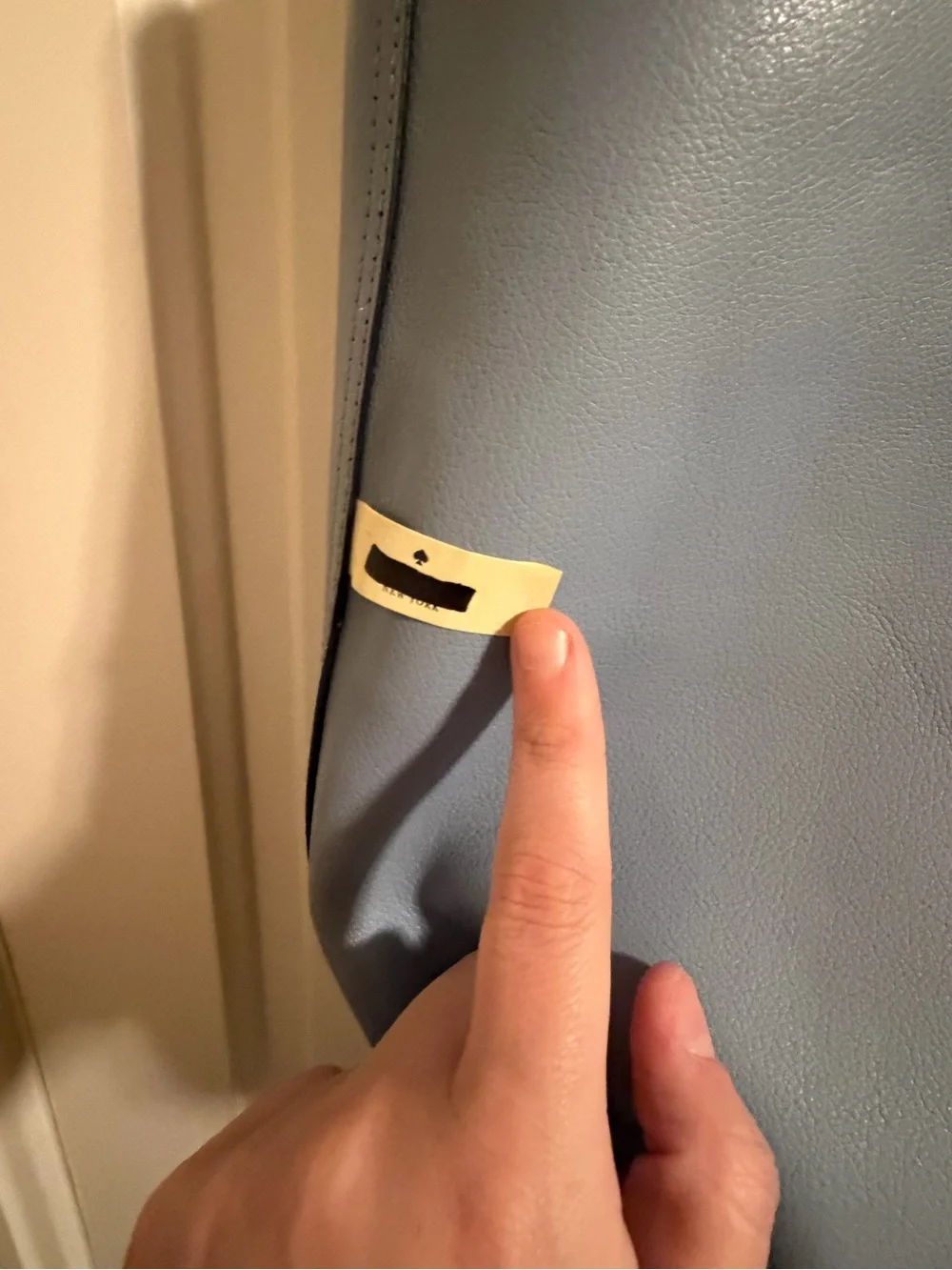 kate spade Plaid Leather Tote - Navy & Burgundy with Light Blue Handles