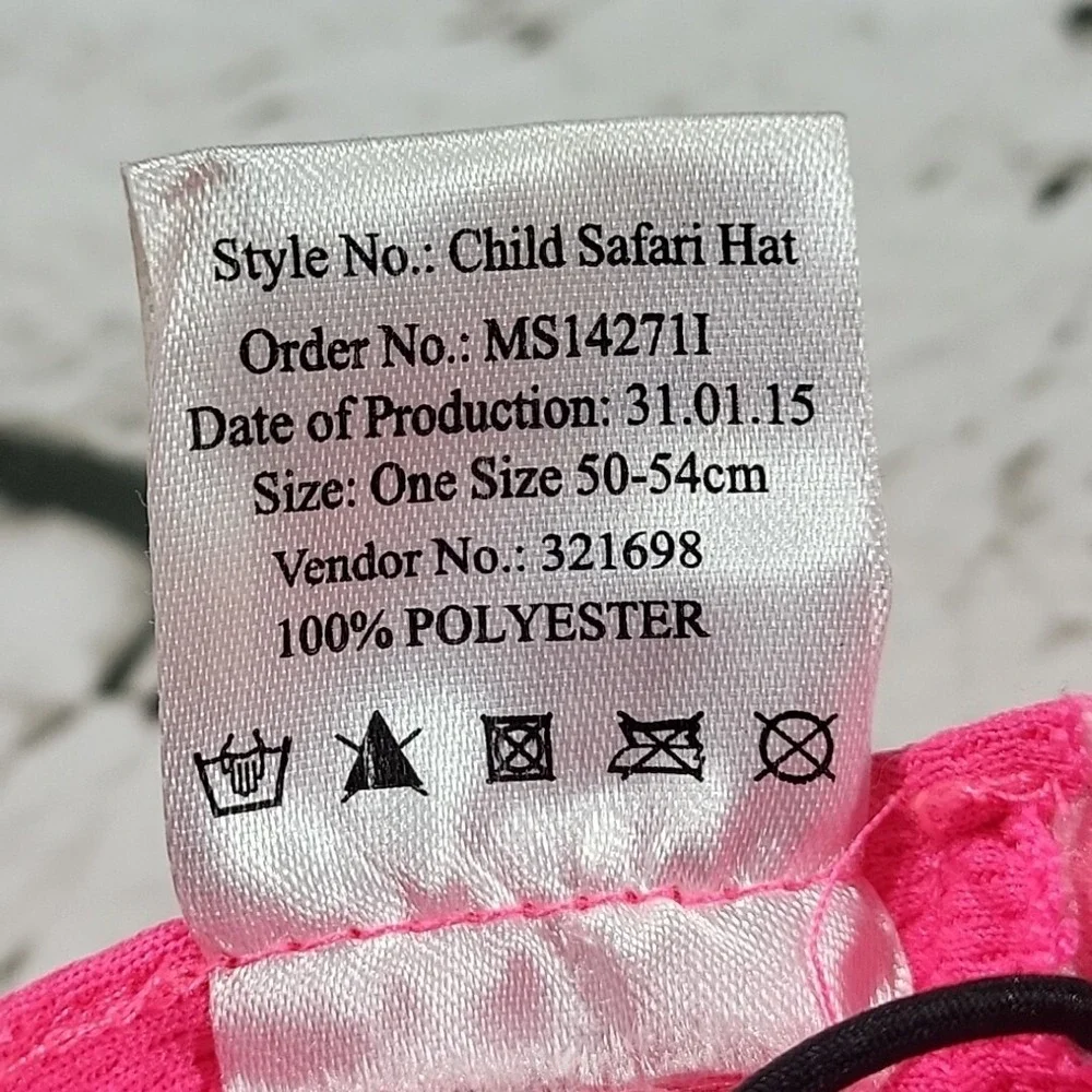 Sun Protection Zone Pink Childs Safari Bucket Hat Youth Size 50-54Cm