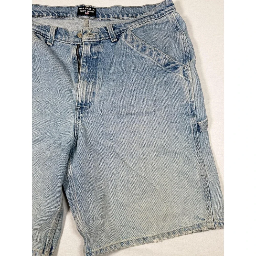 Polo Jeans Co Ralph Lauren Shorts Mens 36 Blue Denim Carpenter Cargo Workwear