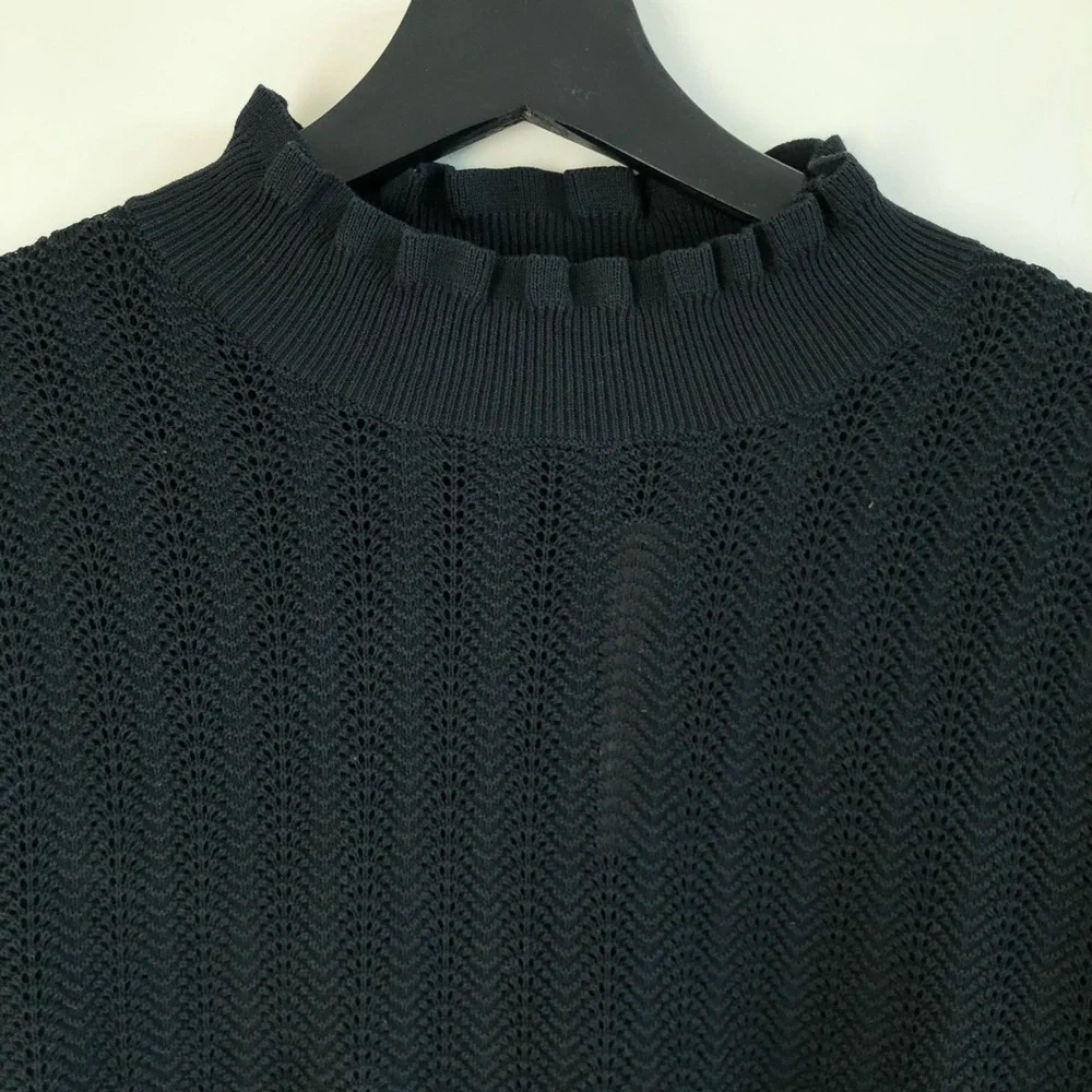 J.Crew Pointelle Ruffle Mock Neck Sweater