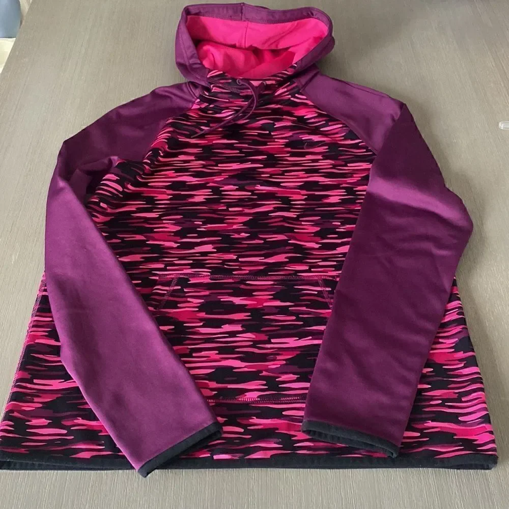 Nike Hoodie Pullover Therma Fit Pink Purple Camo Active Jacket Women’s Size M
