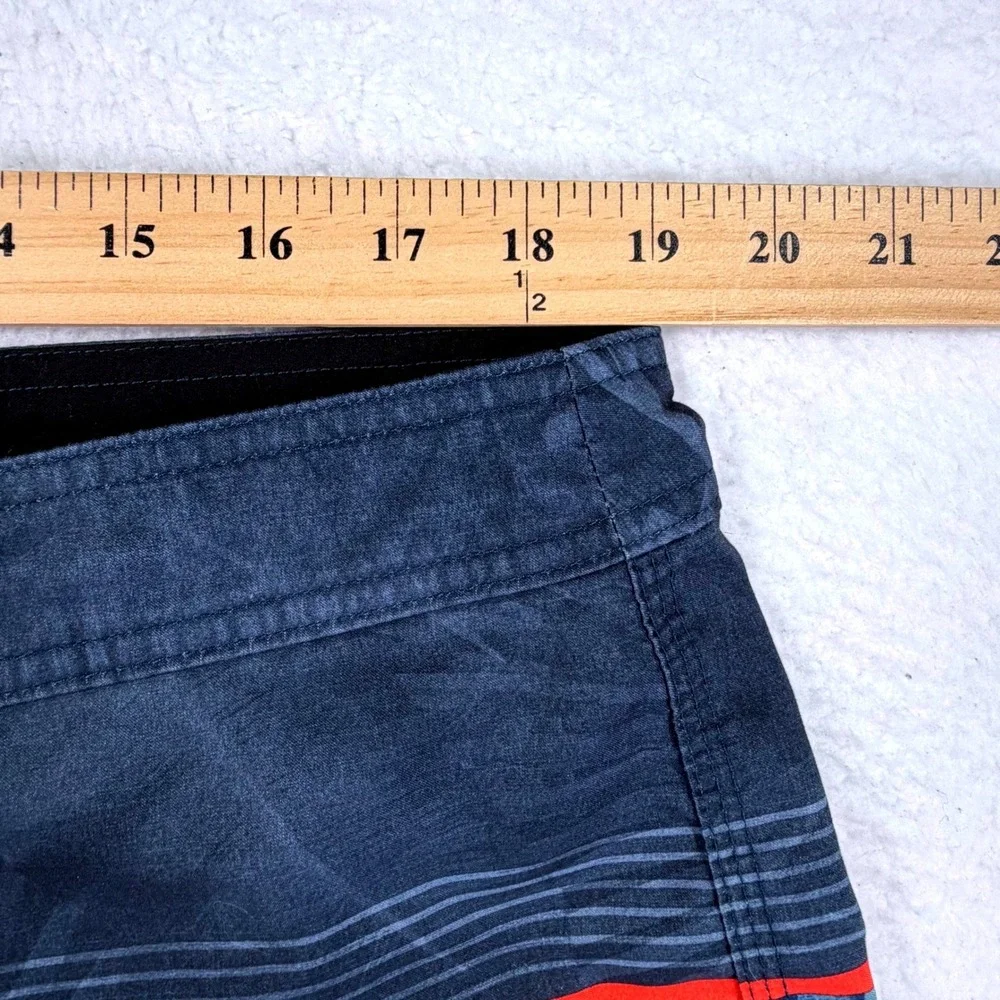 O'Neill Board Shorts Mens 38‎ Blue Tropical Palm Leaf Striped Swim Trunks