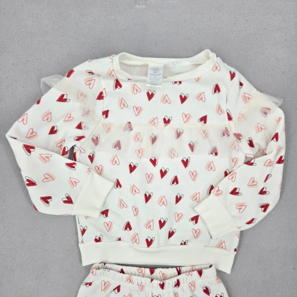 Lila & Jack 4T Heart Print Sweatshirt Jogger Set Girls Coquette Valentines Day