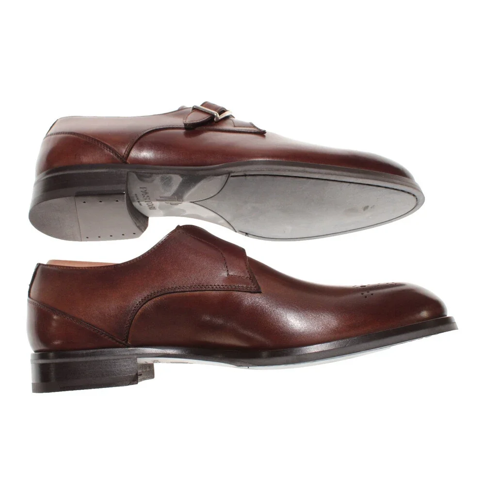 Pastori NWB Single Monk Strap Dress Shoes Size 8.5 US in Whiskey Brown Leather