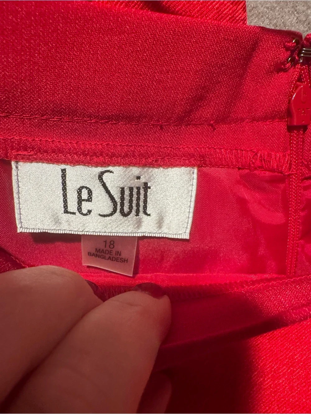 Le Suit Bright Red Skirt Suit Set