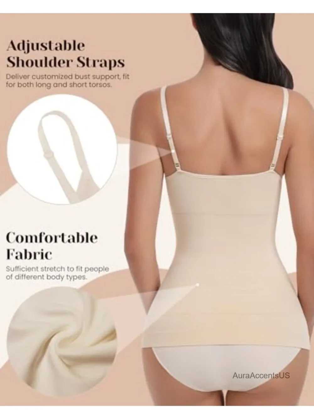 Tummy Control Shapewear Tank Top Seamless V-Neck Compression Body Shaper