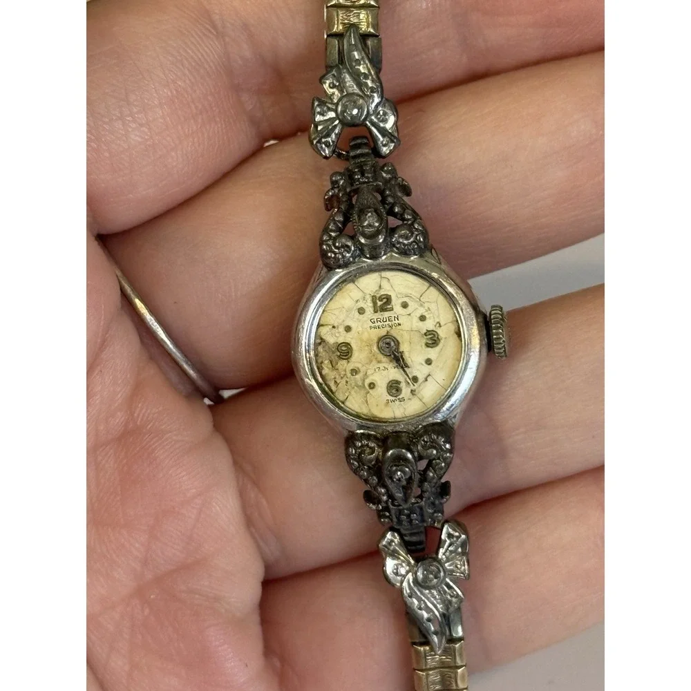 Vintage Gruen Precision 17 Jewel Ladies Wristwatch 10K RGP Bezel Parts Repair