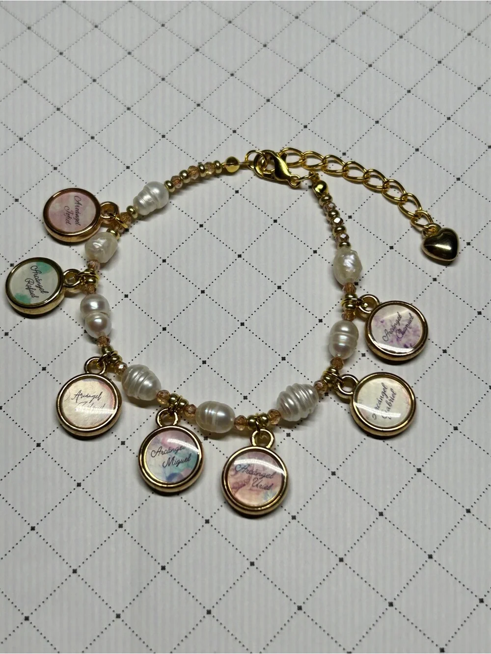 Freshwater Pearl Bracelet with Seven Archangels