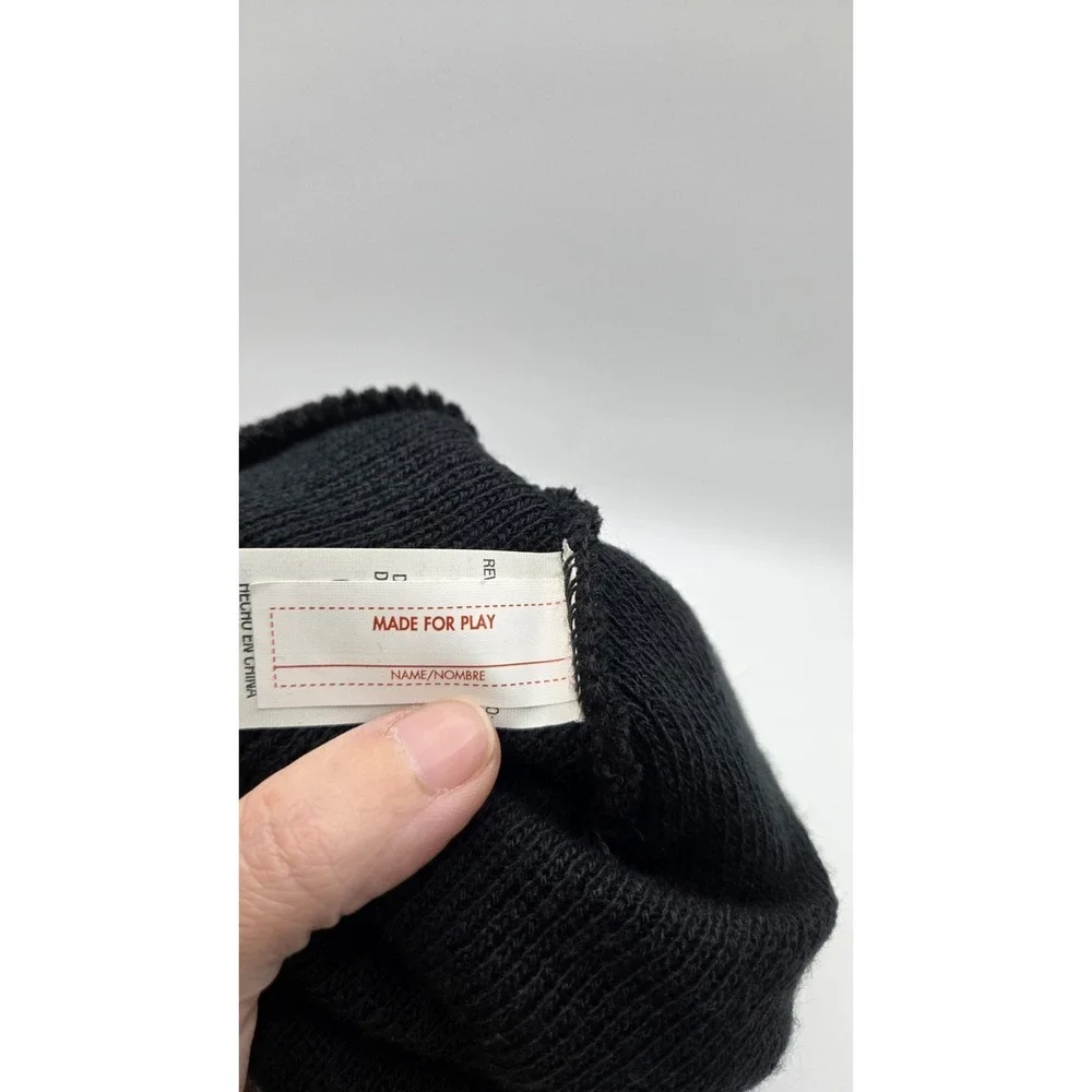 Hand Crafted Black Googly Eyes Beanie Hat Funny Novelty One Size Winter Knit Cap
