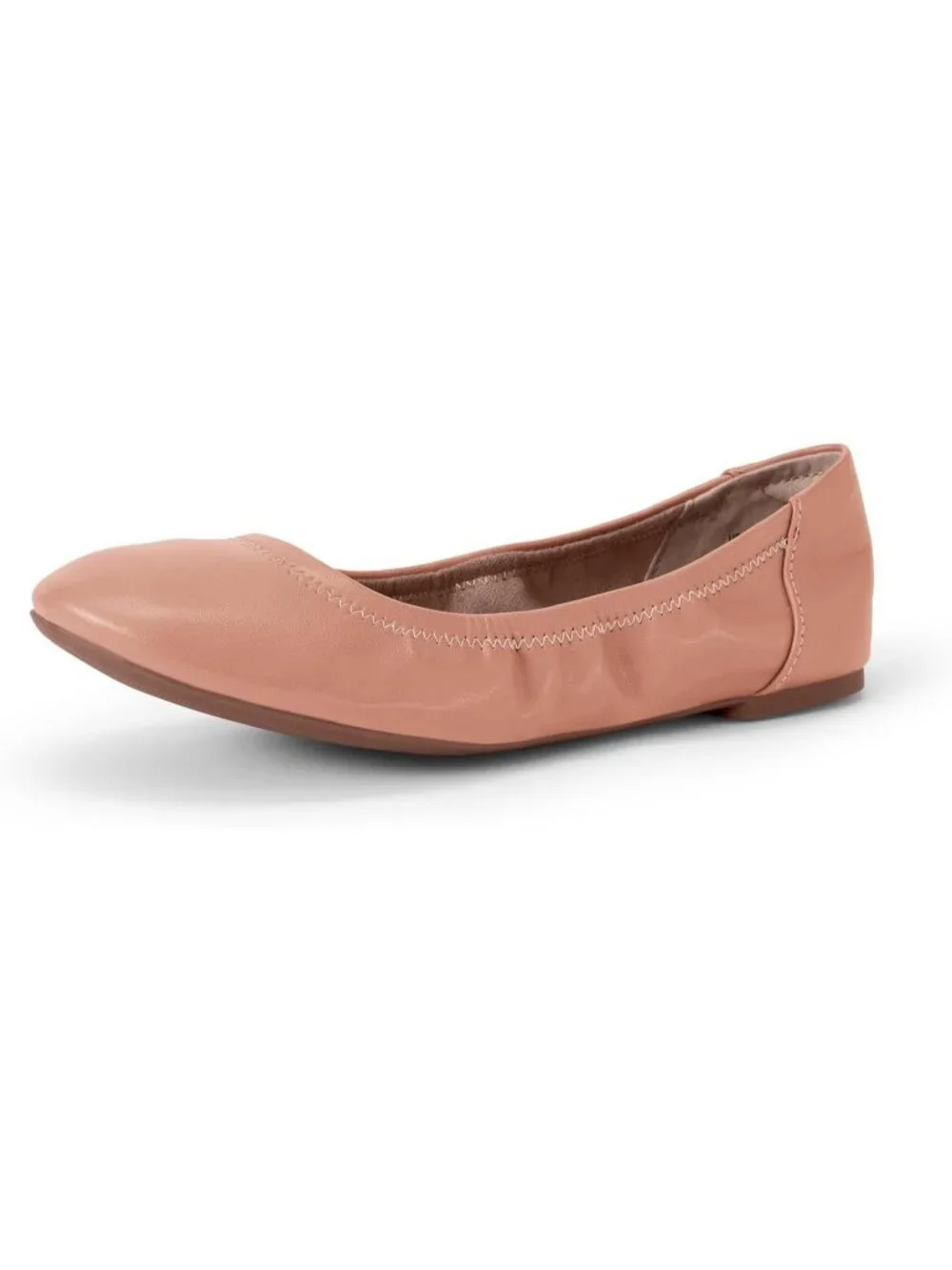 Amazon Essentials Women's Light Camel Synthetic Comfortable Slip On Ballet Flats