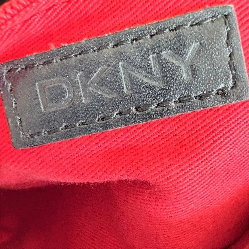 Y2K DKNY Women's Black Monogram Canvas Shoulder Bag Small Handbag