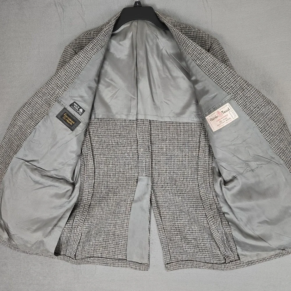 Vintage Harris Tweed Herringbone‎ Tweed Blazer Mens 42 Foreman Clark Made In USA