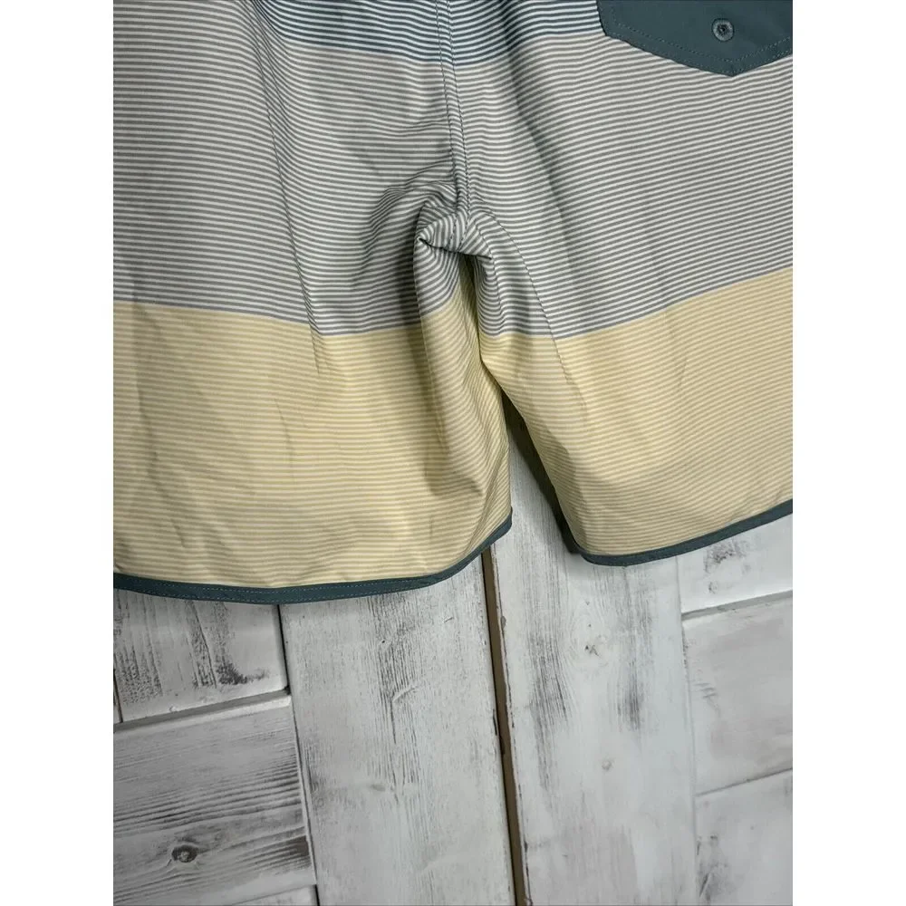 VUORI Cruise Board Shorts Swim Trunks Men's Size 36  Sagebrush‎ Wave Stripe Blue