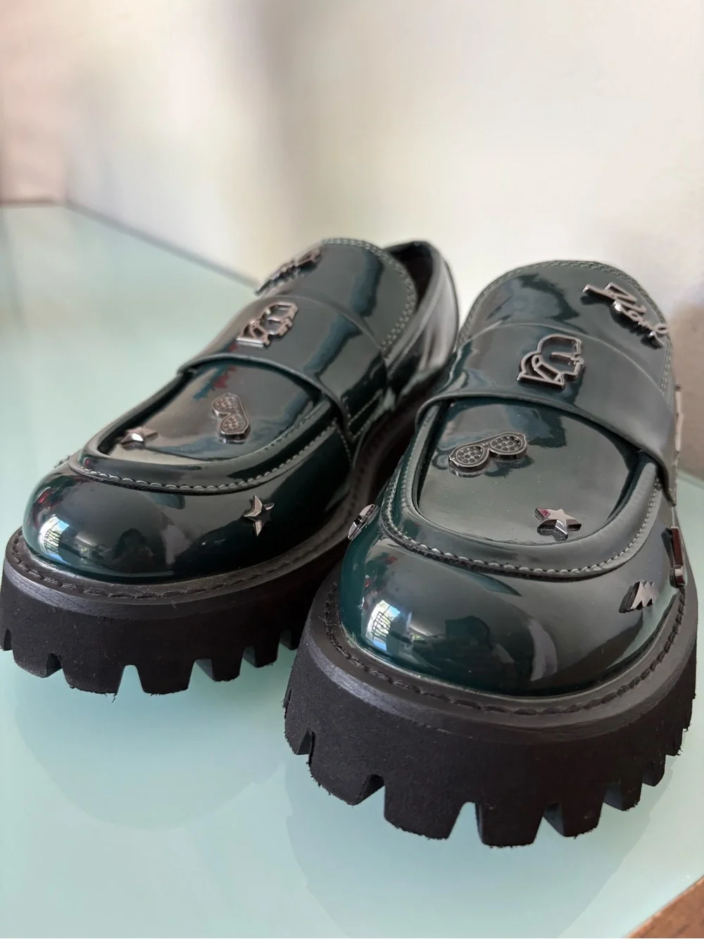 Karl Lagerfeld green patent