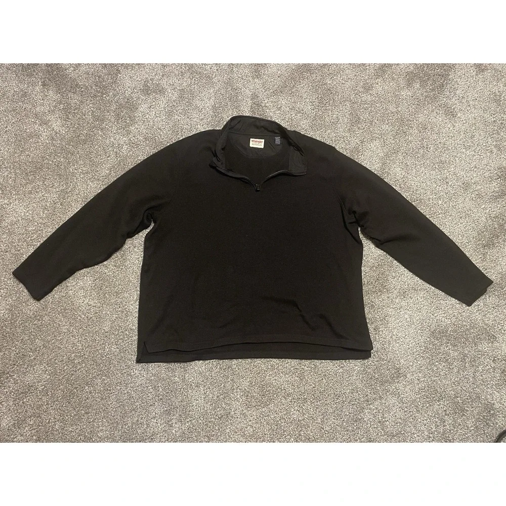 Men's Wrangler Authentics Black Pullover 1/4 Zip Sweater Workwear‎