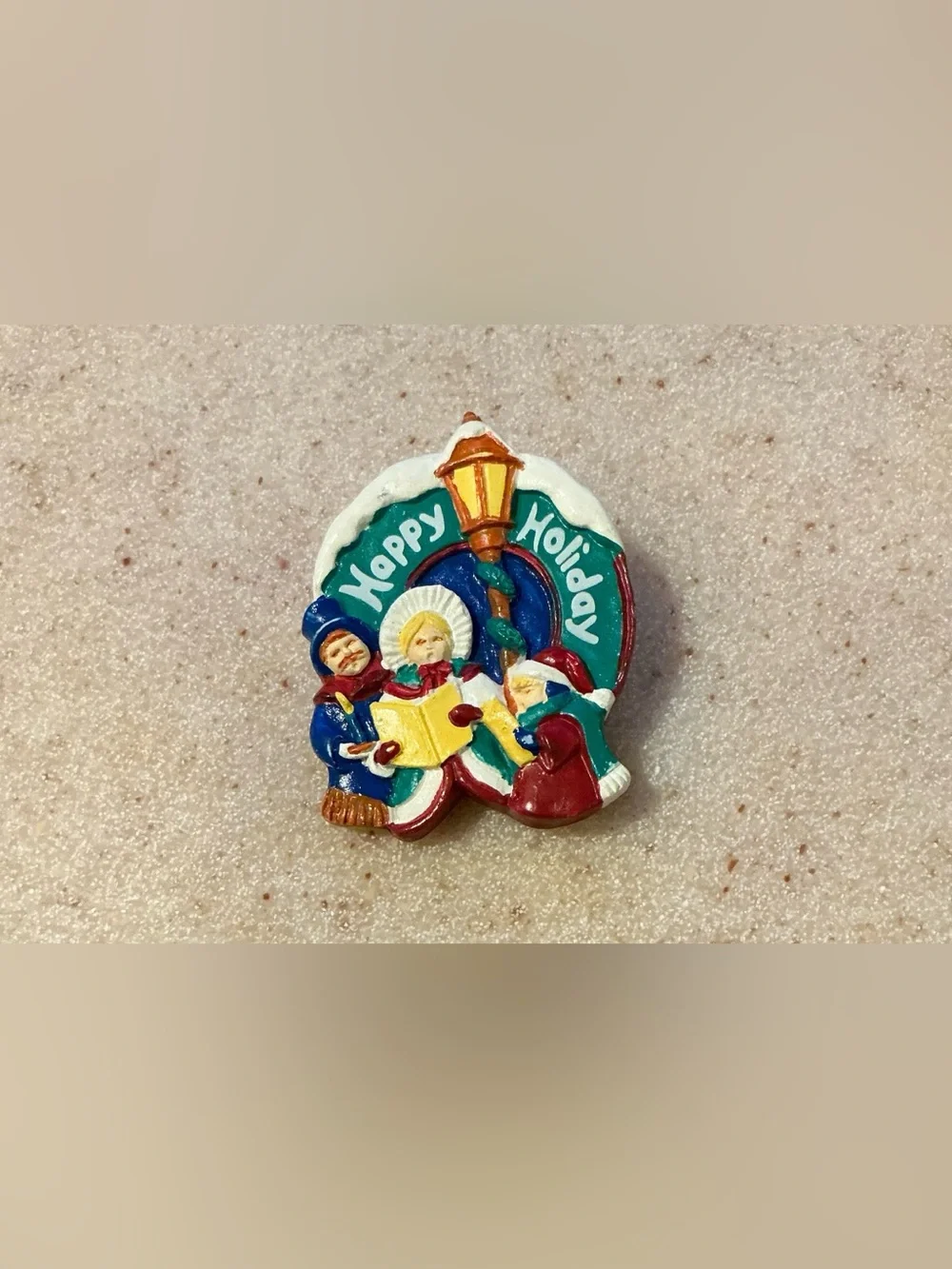 Vintage Holiday Carolers Pin - Multicolor