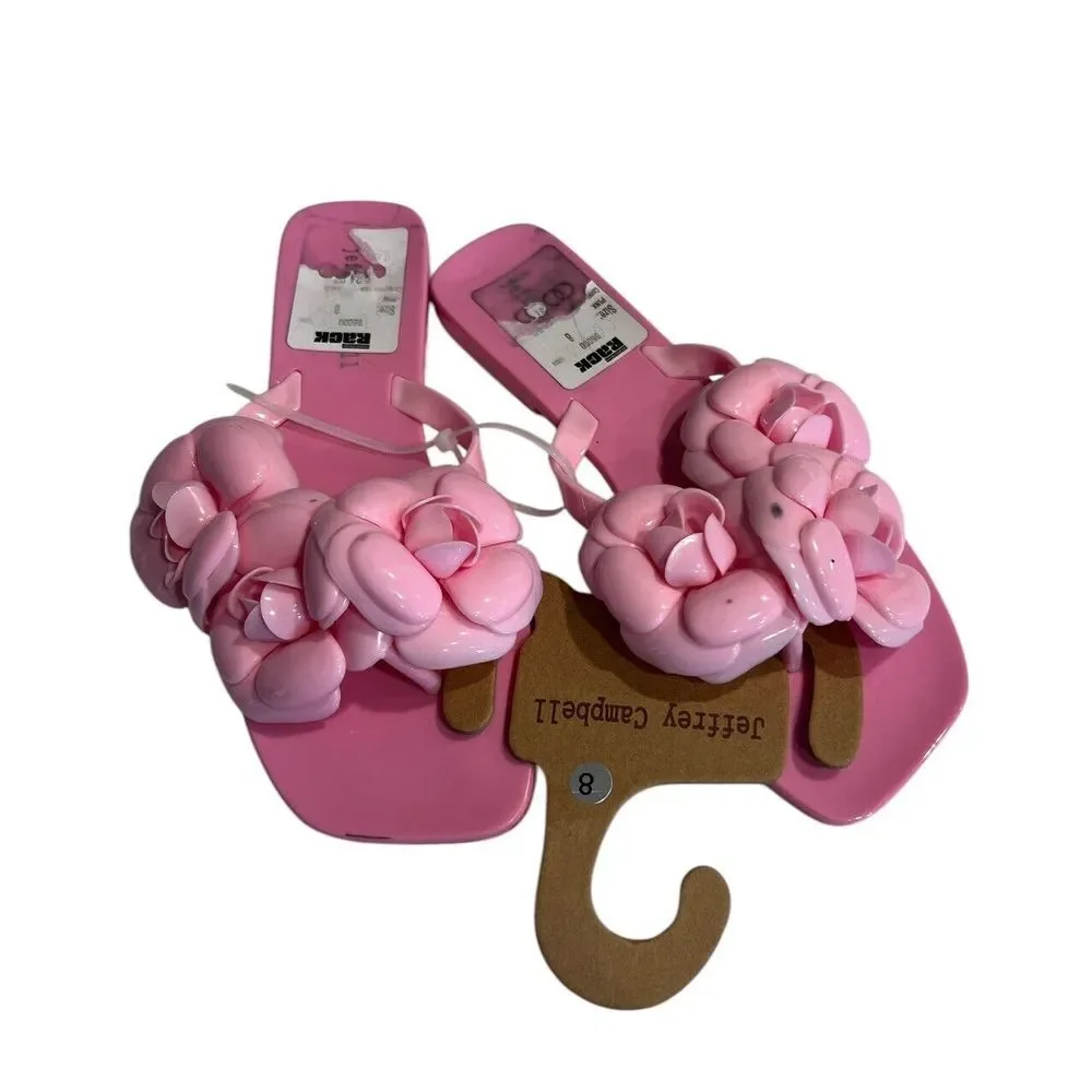 Jeffrey‎ Campbell Fleuris Jelly Flip Flop Pink Floral Thong Sandals Size 8 New