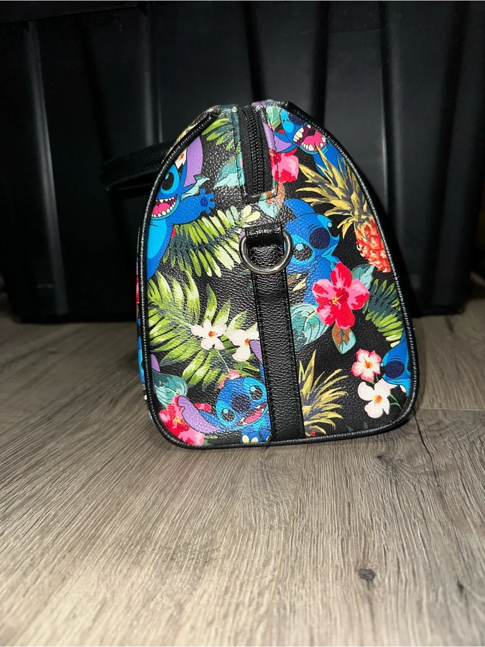 Loungefly Black Tropical Stitch Satchel & Wallet Set with Blue Accents
