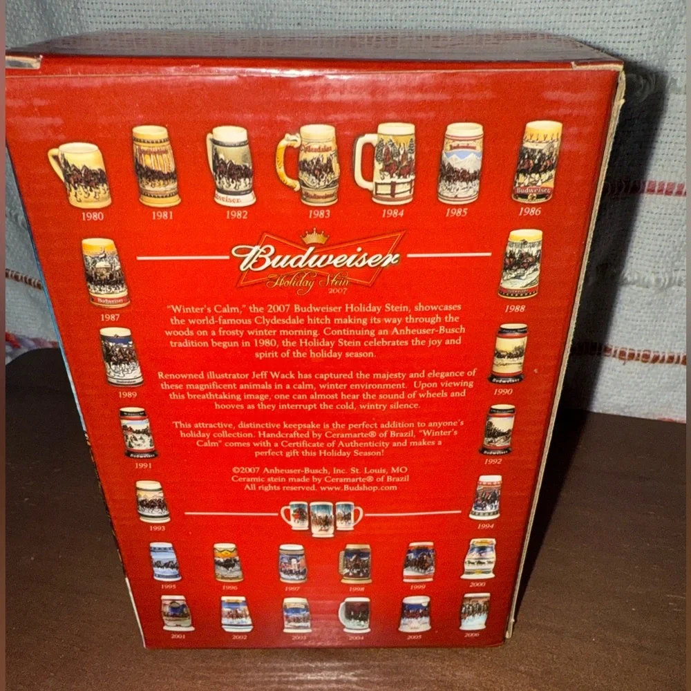 Budweiser Holiday Stein Collection Box -‎ Red and Gold