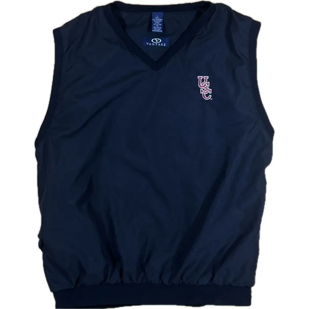 Vantage Men L Black USC Gamecocks Performance Wind V Neck Sleeveless‎ Lined Vest