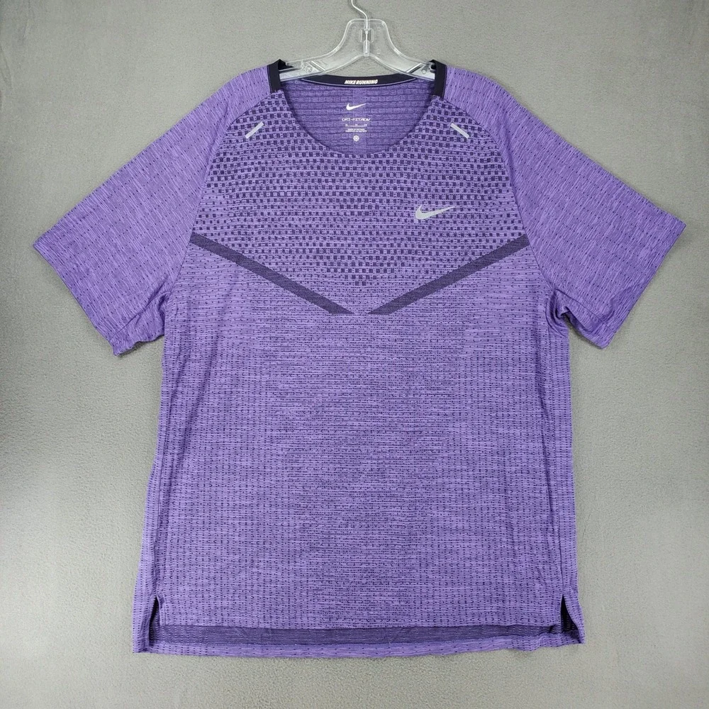 Nike Running Shirt Men XL Purple Dri-FIT ADV TechKnit Ultra‎ Short Sleeve Tee